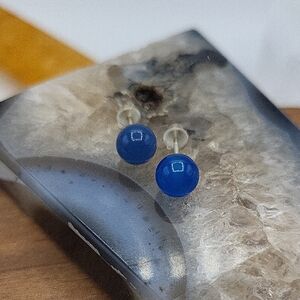 Blue Agate Stud Earrings